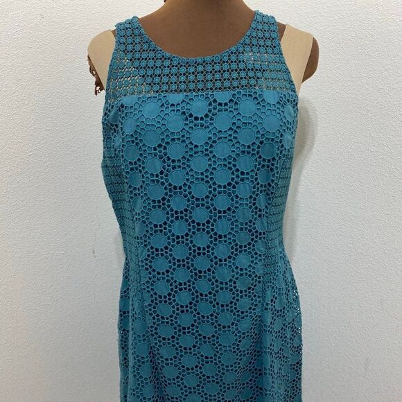 Tory Burch Hallie Broderie Anglaise A-Line Honeycomb Lace Dress No Size Tag - Picture 3 of 8